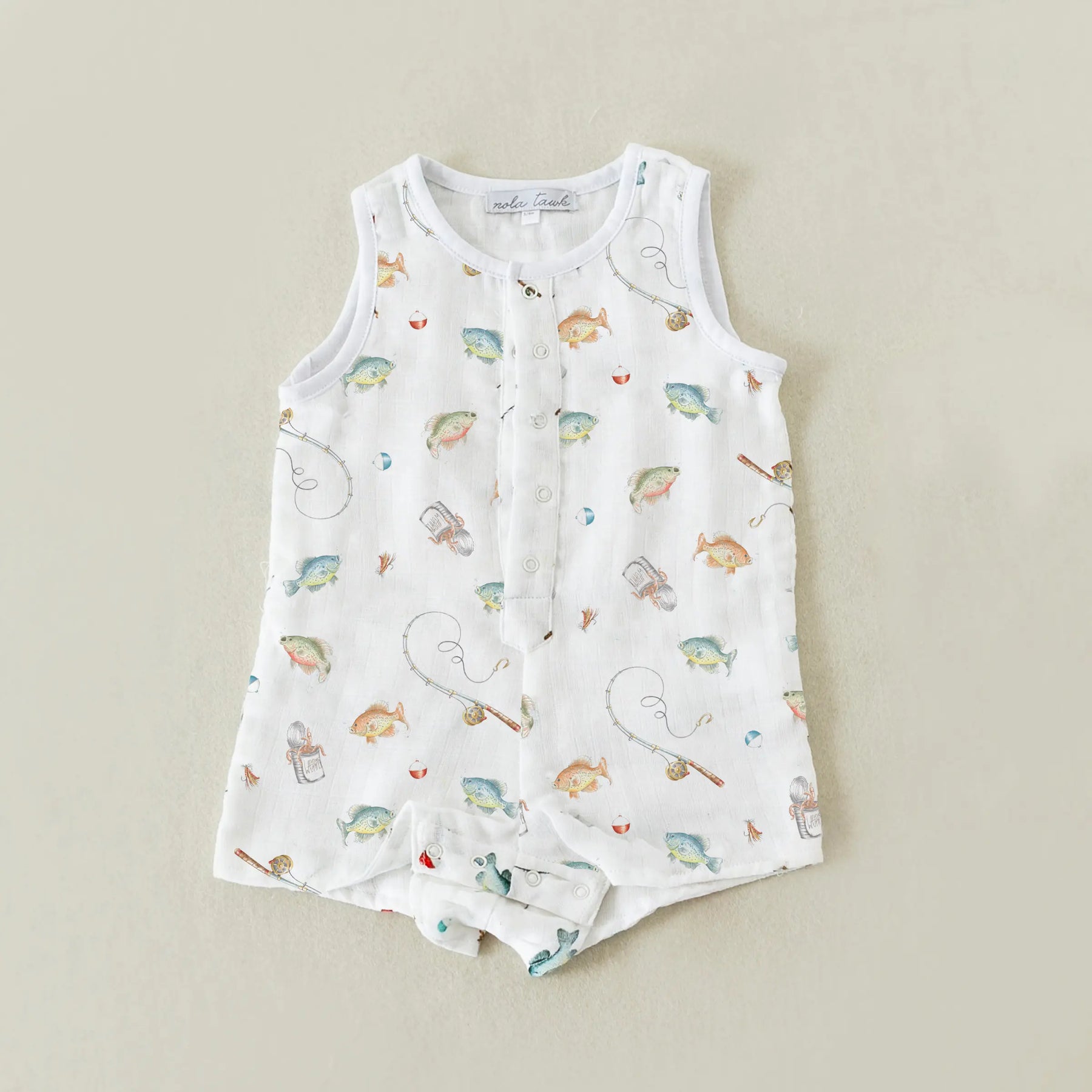 Gone Fishing Organic Muslin Shortalls Nola Tawk