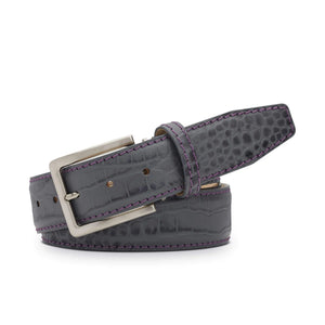 Gray textured leather belt for golf and statement style