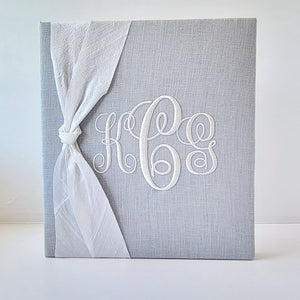 Baby Memory Book - Gray Linen (w/ SILK Bow)