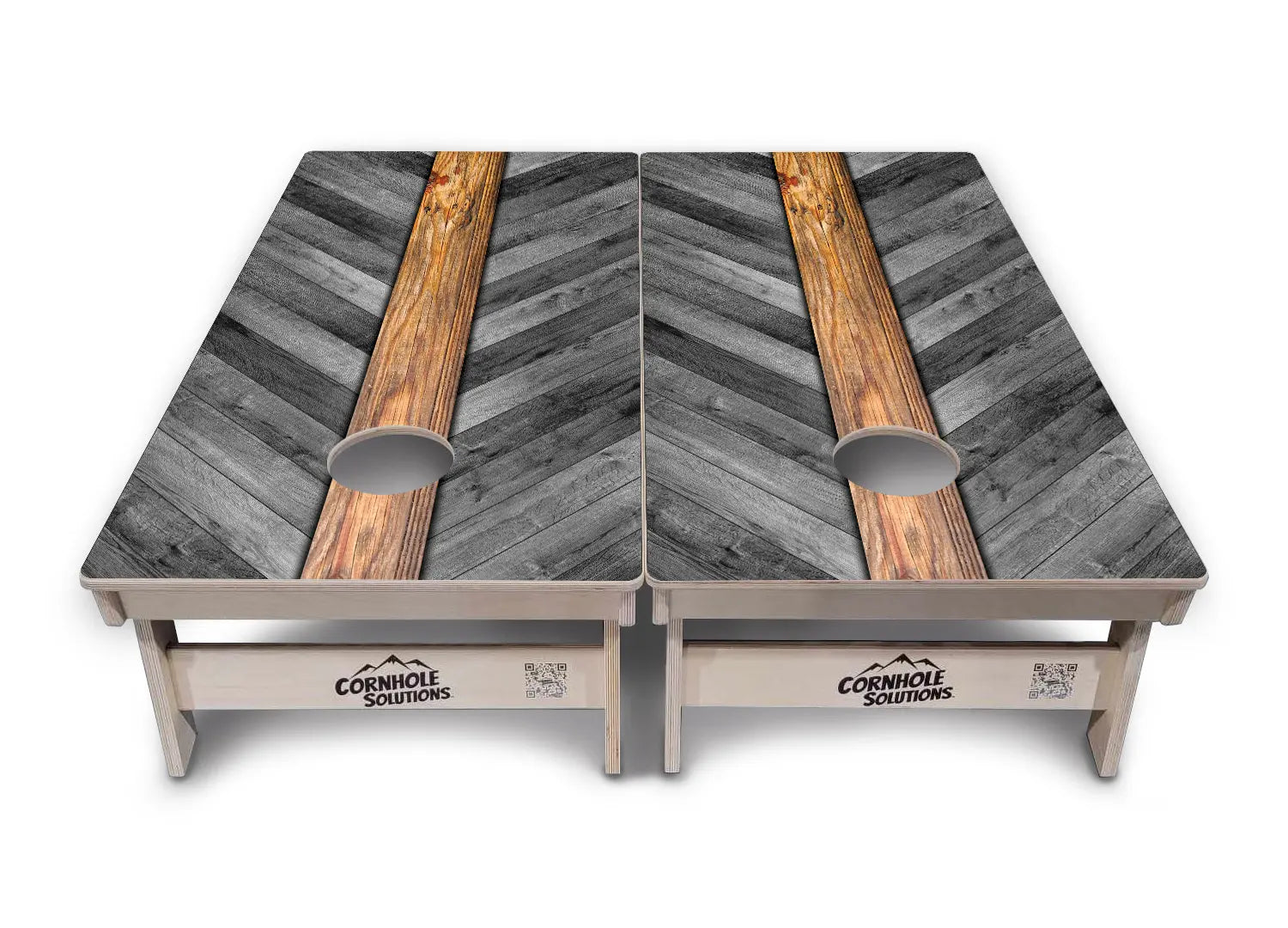 Grey Herringbone Cornhole Boards - Professional Tournament Series Cornhole Solutions
