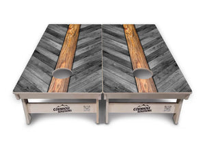 Grey Herringbone Cornhole Boards - Professional Tournament Series Cornhole Solutions