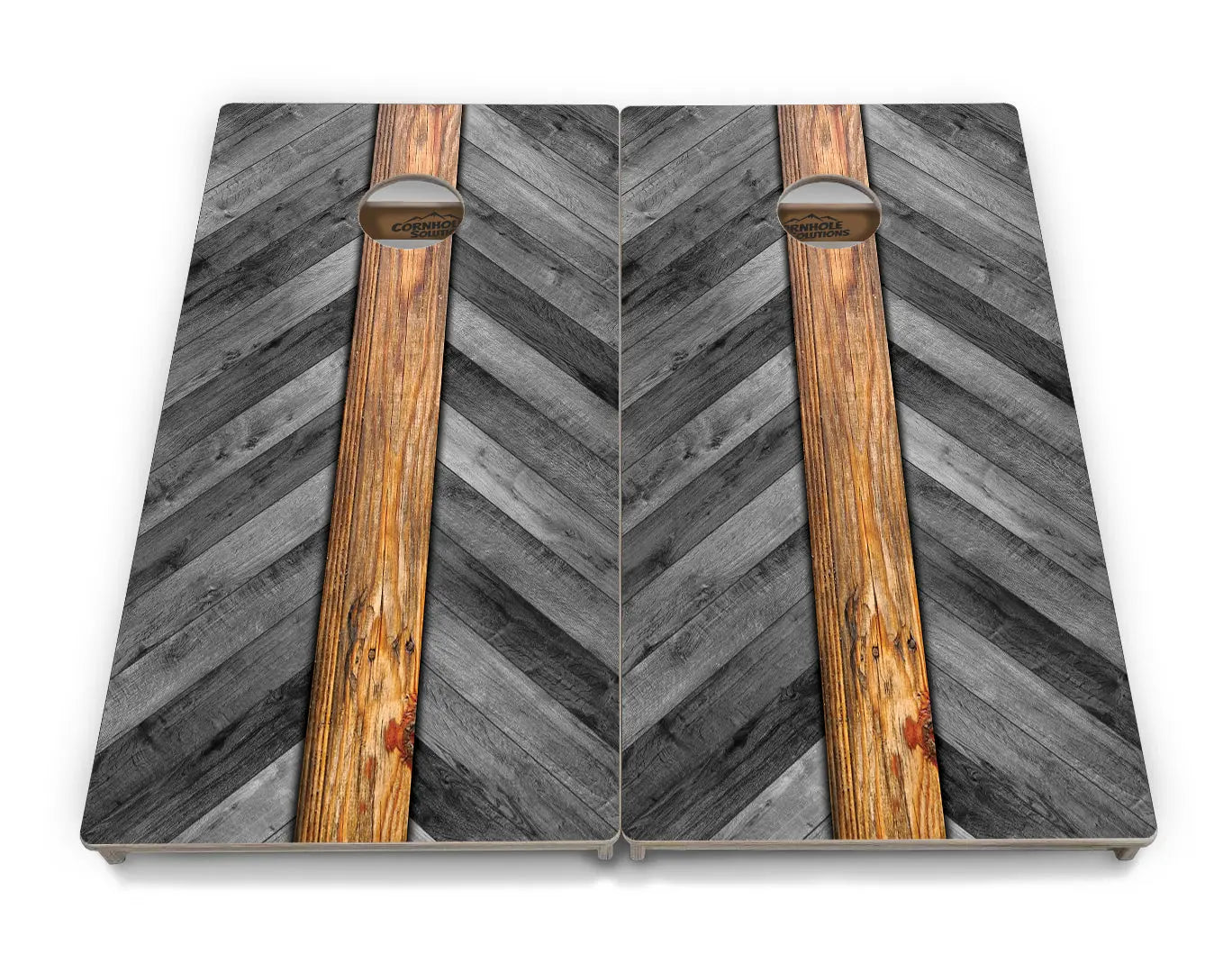 Grey Herringbone Cornhole Boards - Professional Tournament Series Cornhole Solutions