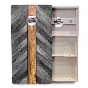 Grey Herringbone Cornhole Boards - Professional Tournament Series Cornhole Solutions
