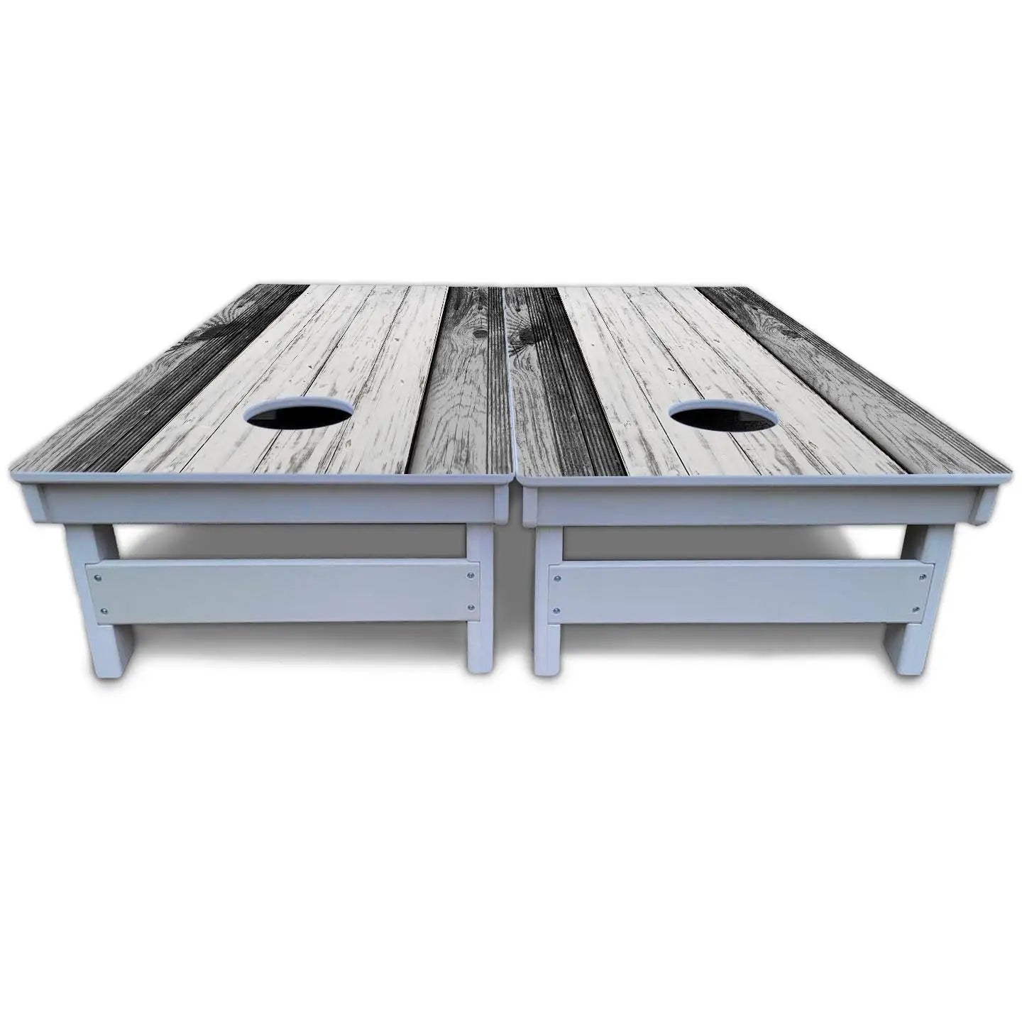 Grey Two Tone Slats Cornhole Boards - All Weather Series Cornhole Solutions