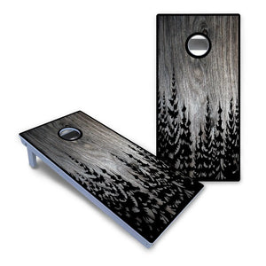 Greyscale Pine Trees Cornhole Boards - All Weather Series Cornhole Solutions
