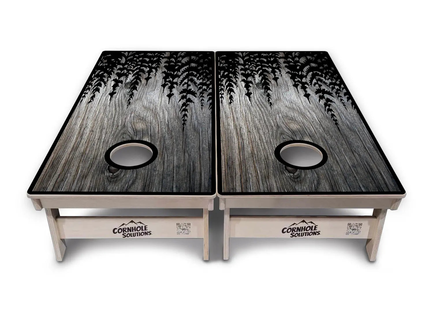 Greyscale Pine Trees Cornhole Boards - Professional Tournament Series Cornhole Solutions
