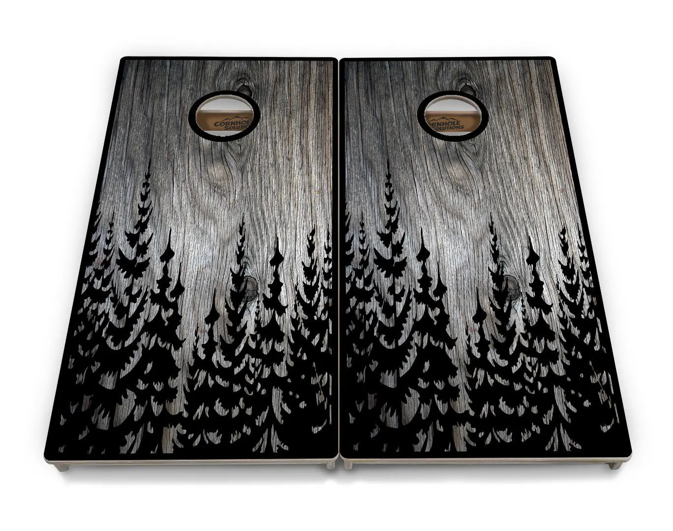 Greyscale Pine Trees Cornhole Boards - Professional Tournament Series Cornhole Solutions