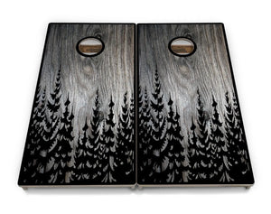 Greyscale Pine Trees Cornhole Boards - Professional Tournament Series Cornhole Solutions