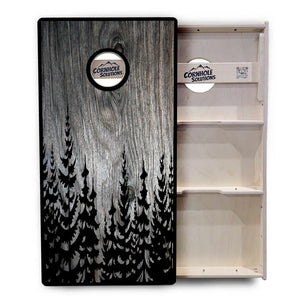 Greyscale Pine Trees Cornhole Boards - Professional Tournament Series Cornhole Solutions