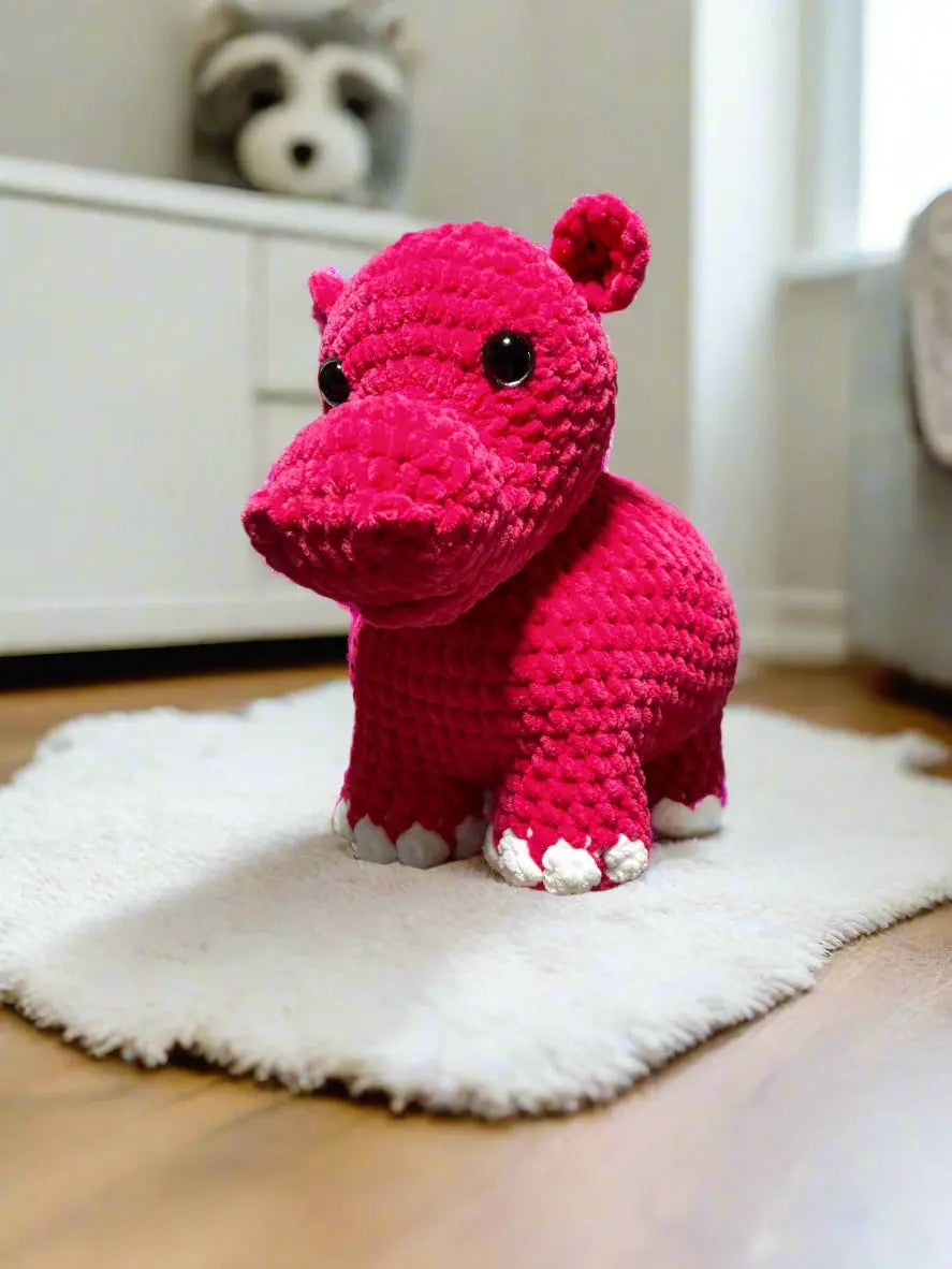 Handmade Crochet Hippo Plush: Adorable Hailey the Hippo Toy by Klassy Krafts - Main Street Collective L.L.C.