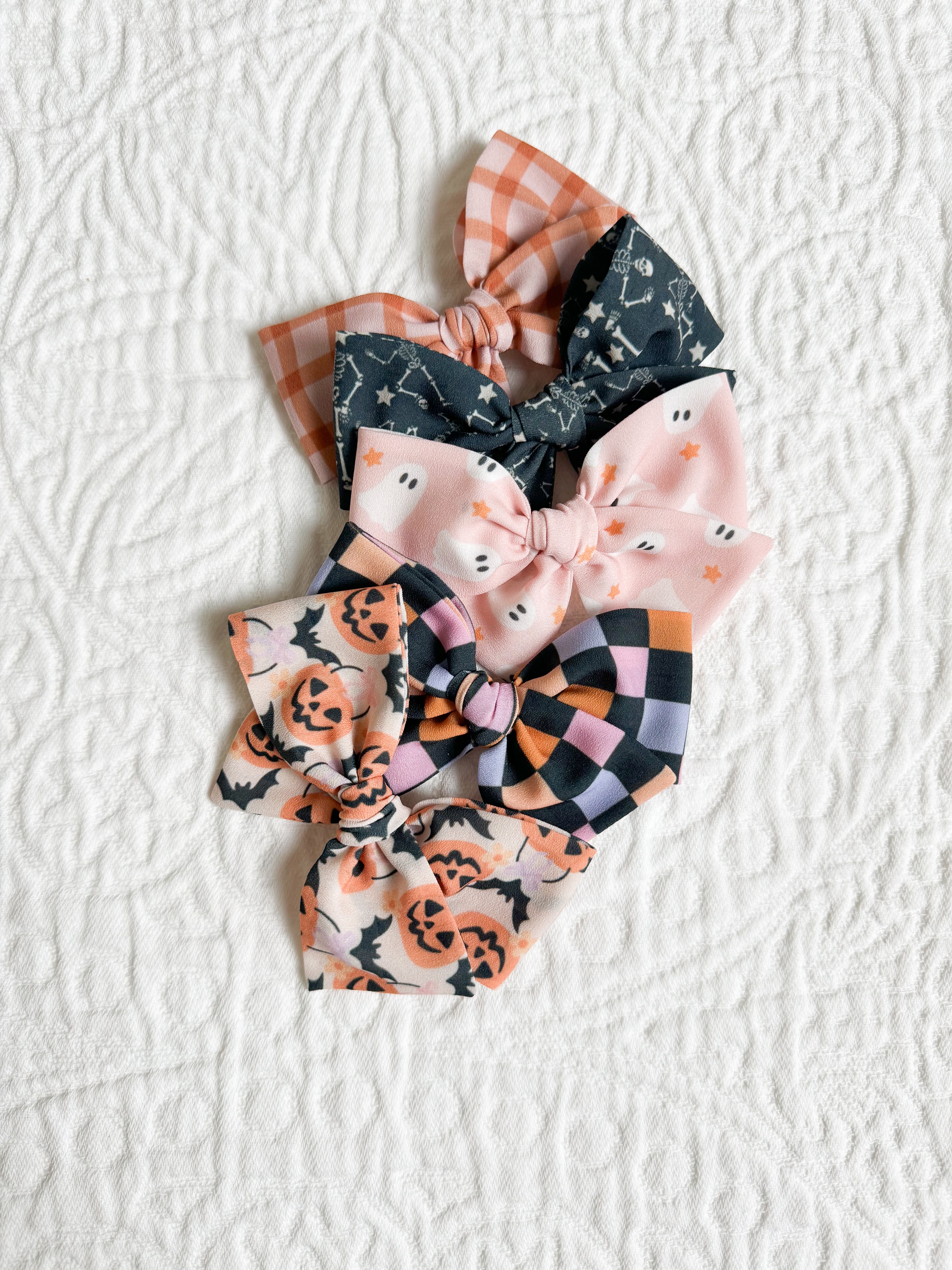 Pink & Orange Rust Gingham Pinwheel Bow by Boosh Baby image 2