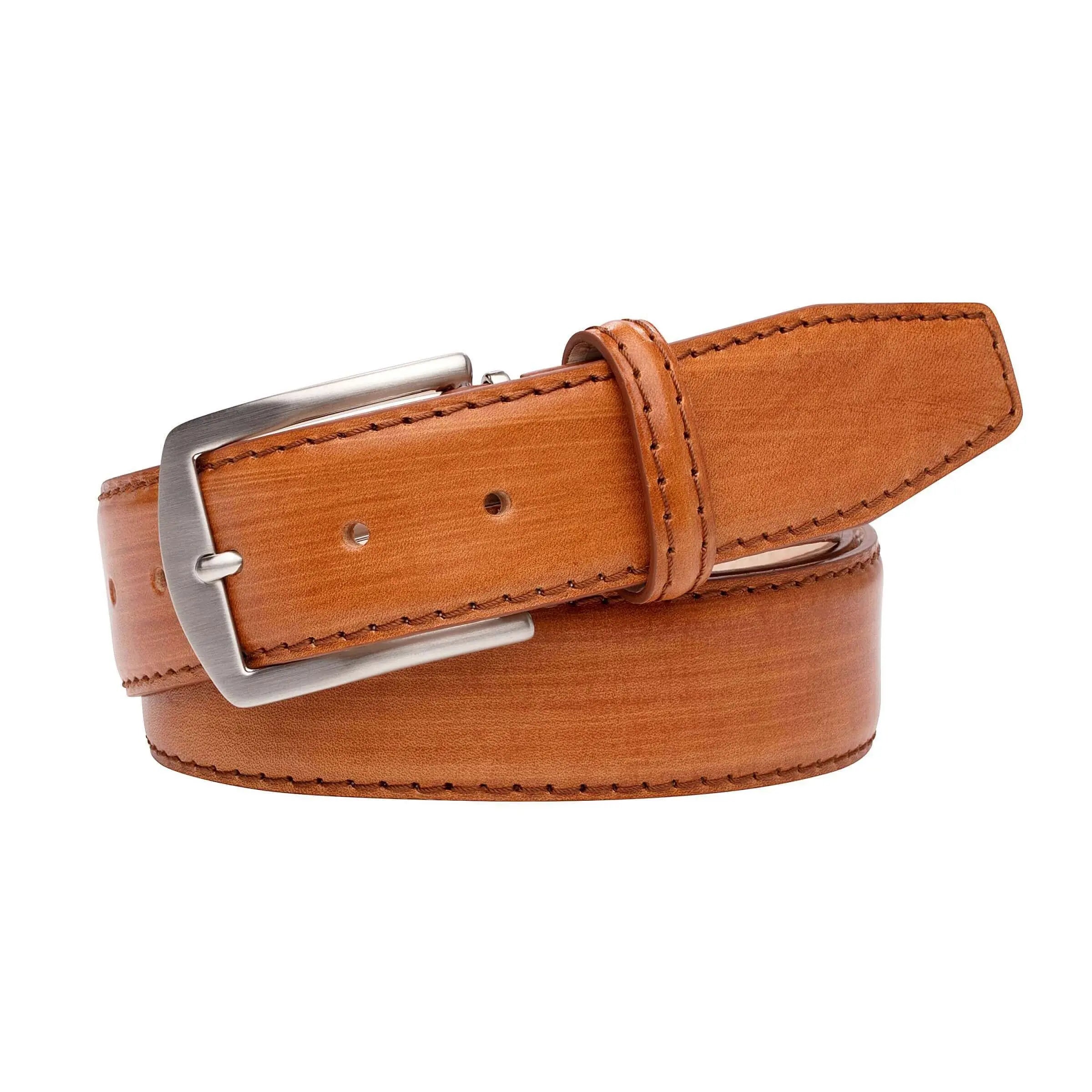 Close up of hand stained veg tan Italian calf leather texture