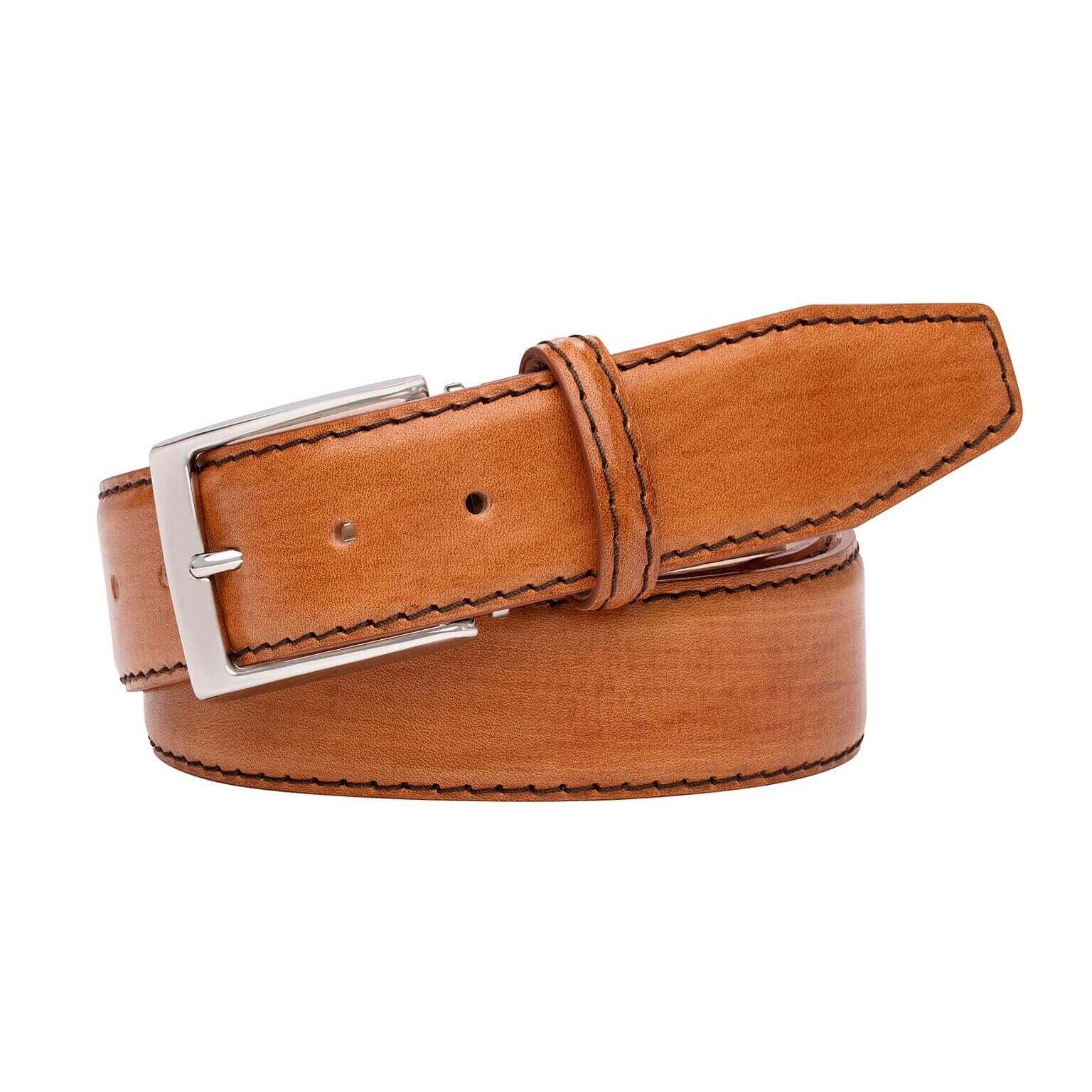 Hand stained leather belt for golf and executive style