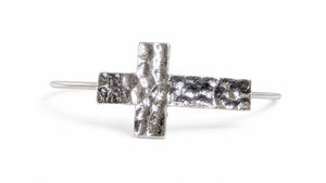 Silver Hammered Cross Guitar String Bracelet