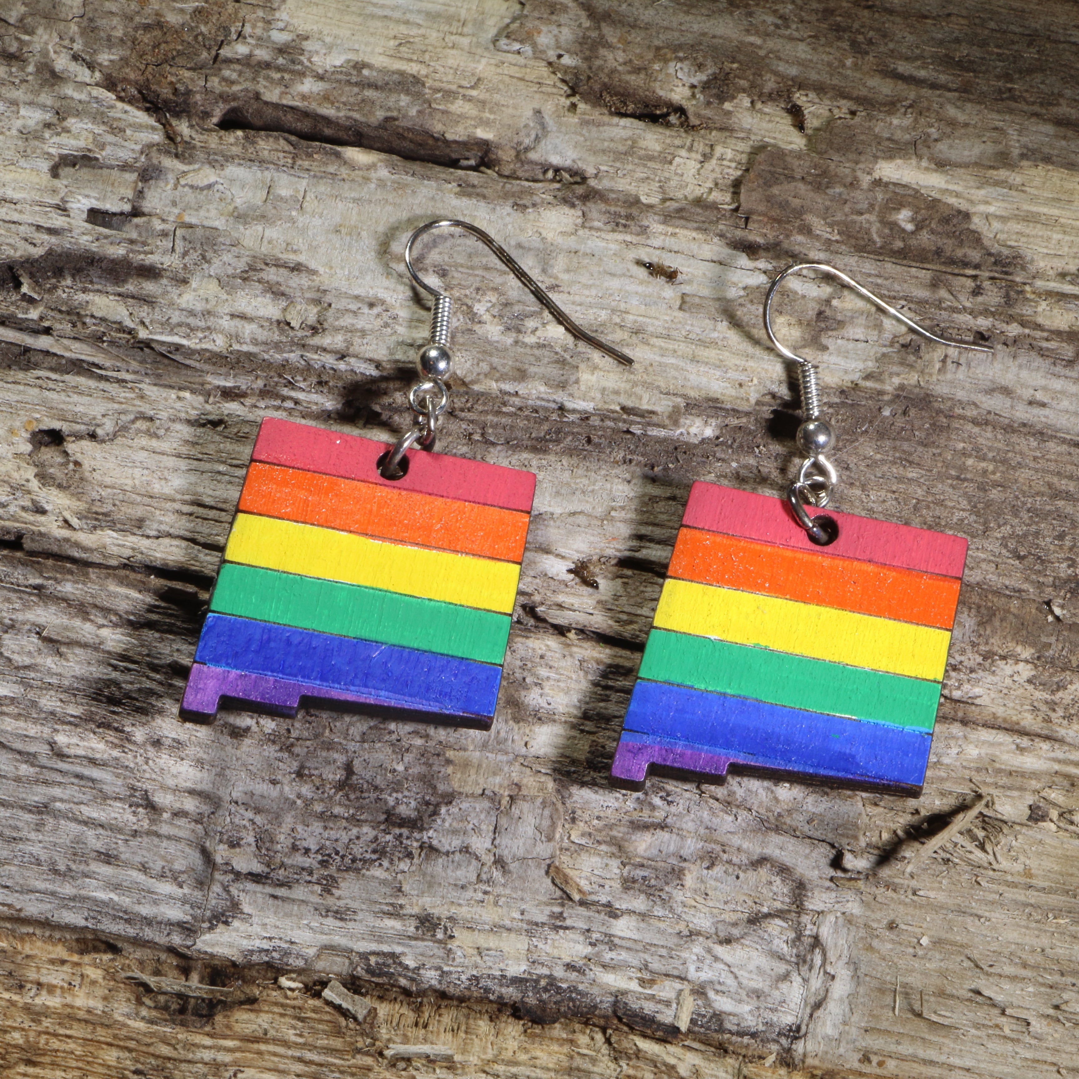 New Mexico LGBTQ+ Pride Wooden Earrings | State Pride Jewelry