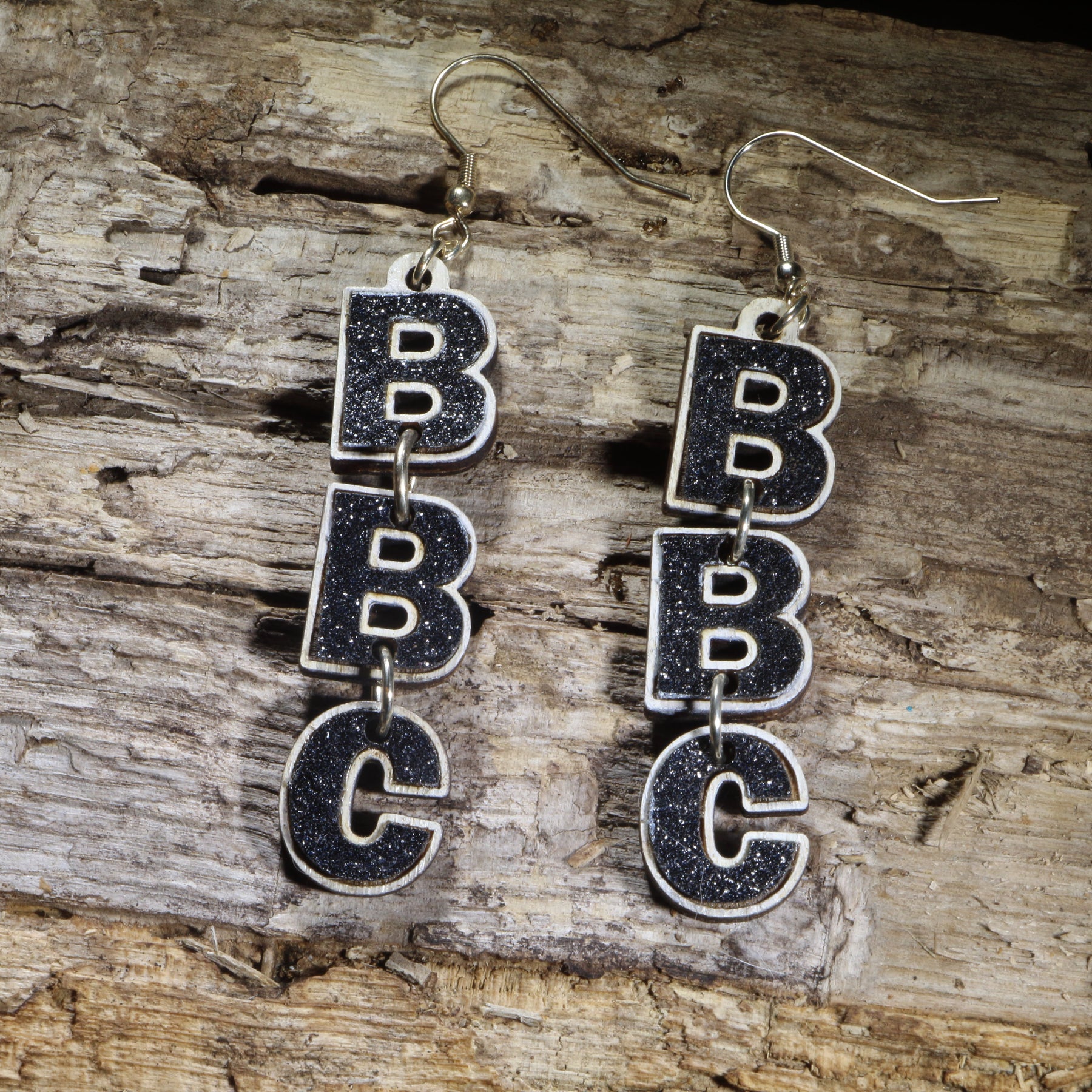 BBC Letter Wooden Dangle Earrings | Funny Adult Humor Novelty Jewelry