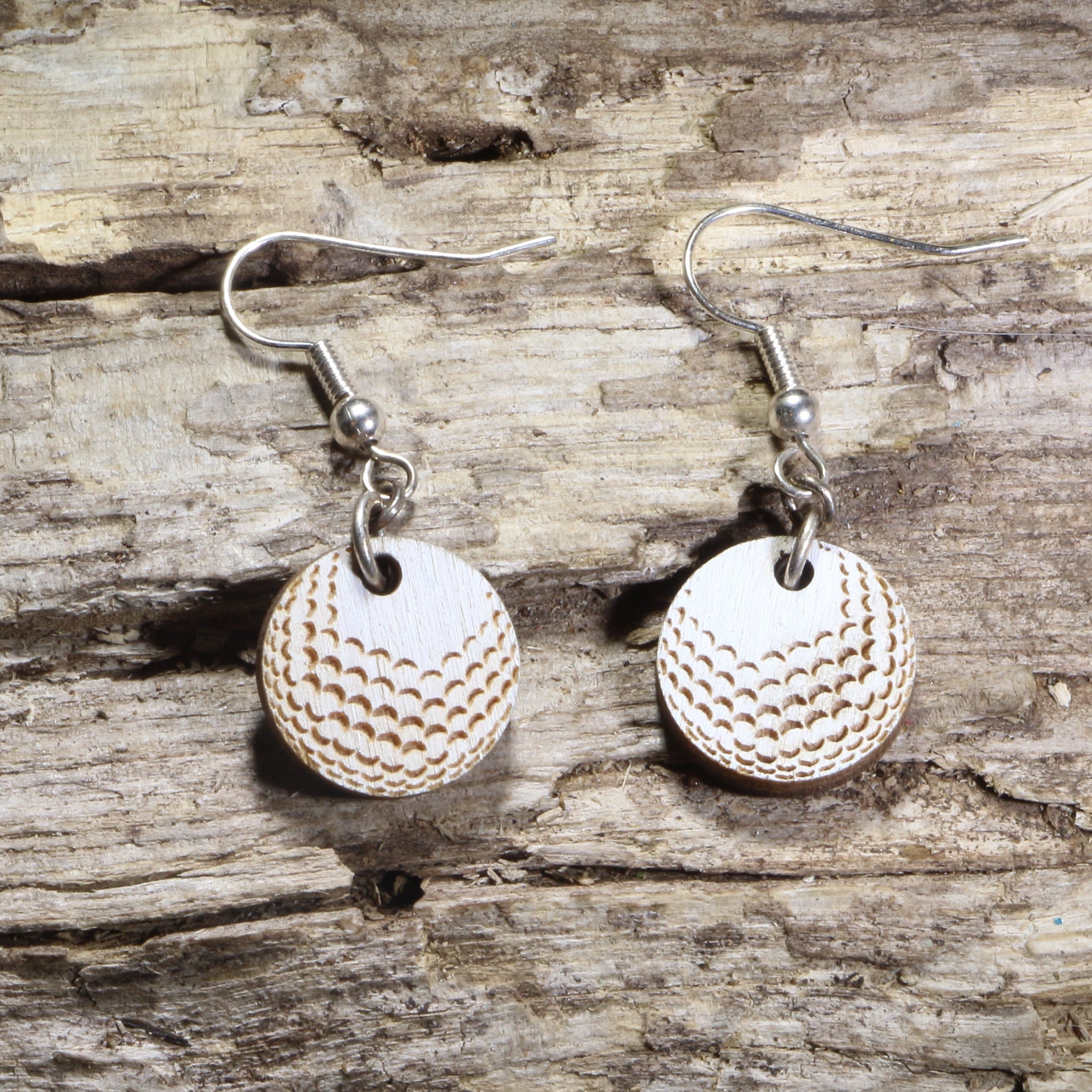 Golf Ball Wooden Earrings | Golf Lover Sports Jewelry
