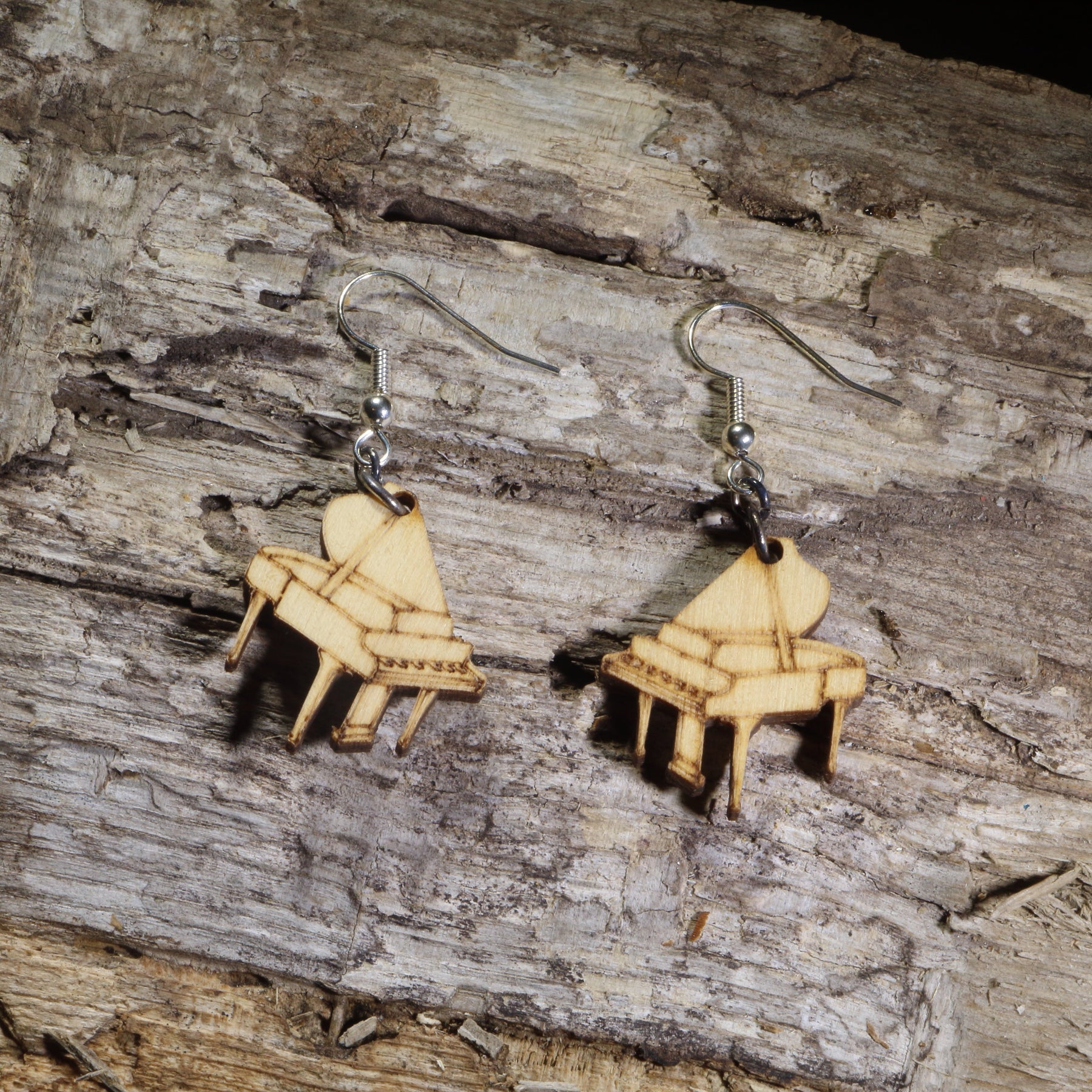 Grand Piano Wooden Earrings | Musician Instrument Jewelry