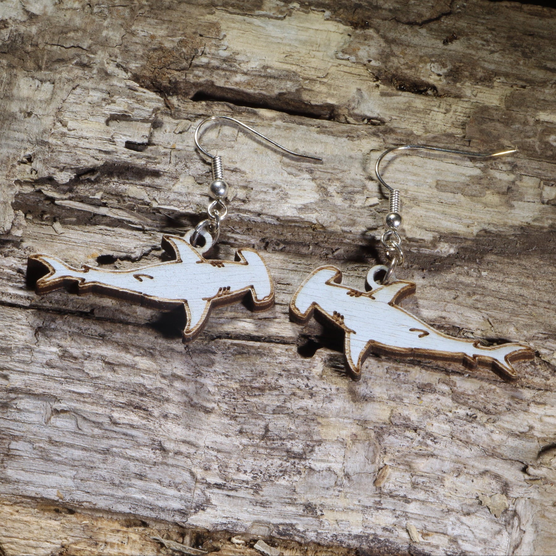 Hammerhead Shark Wooden Earrings | Ocean Sea Life Jewelry