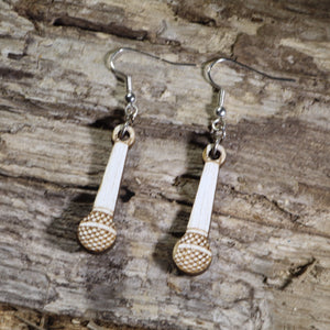 Microphone Wooden Earrings | Singer Music Lover Jewelry