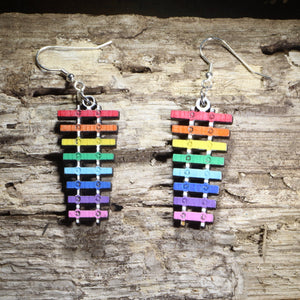 Rainbow Xylophone Wooden Earrings | Music Teacher Jewelry