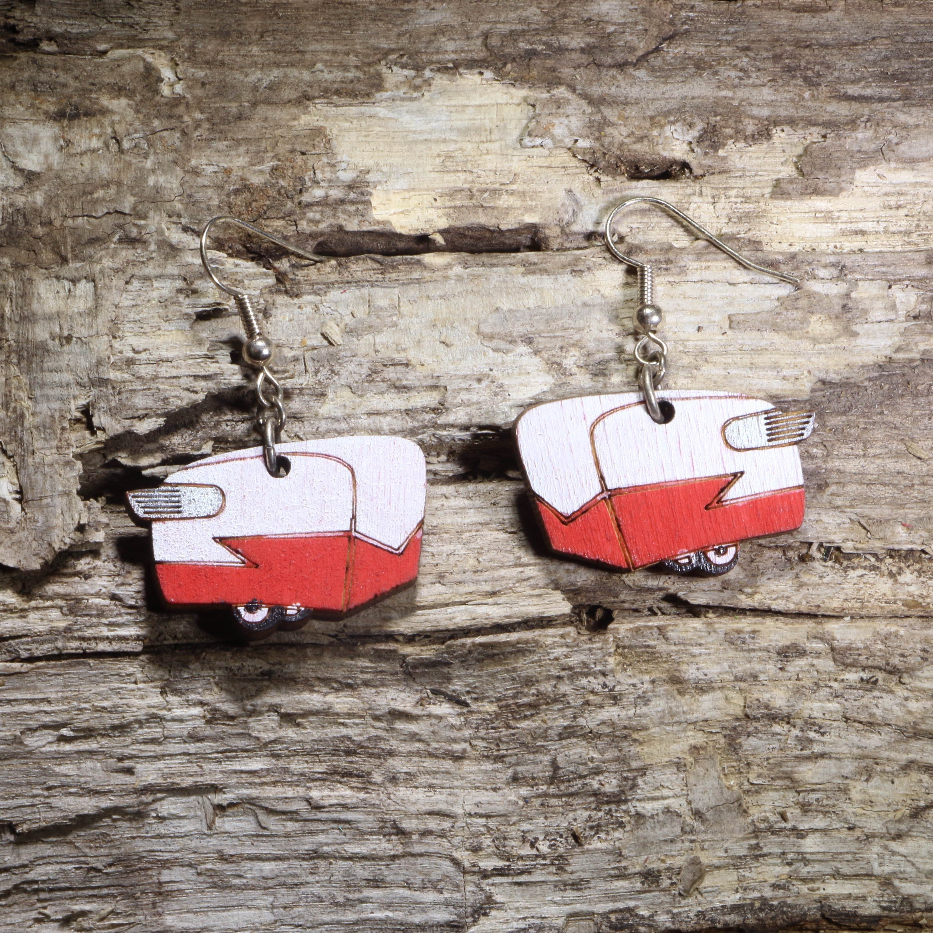 Shasta Camper Wooden Earrings | Retro Travel Trailer Jewelry