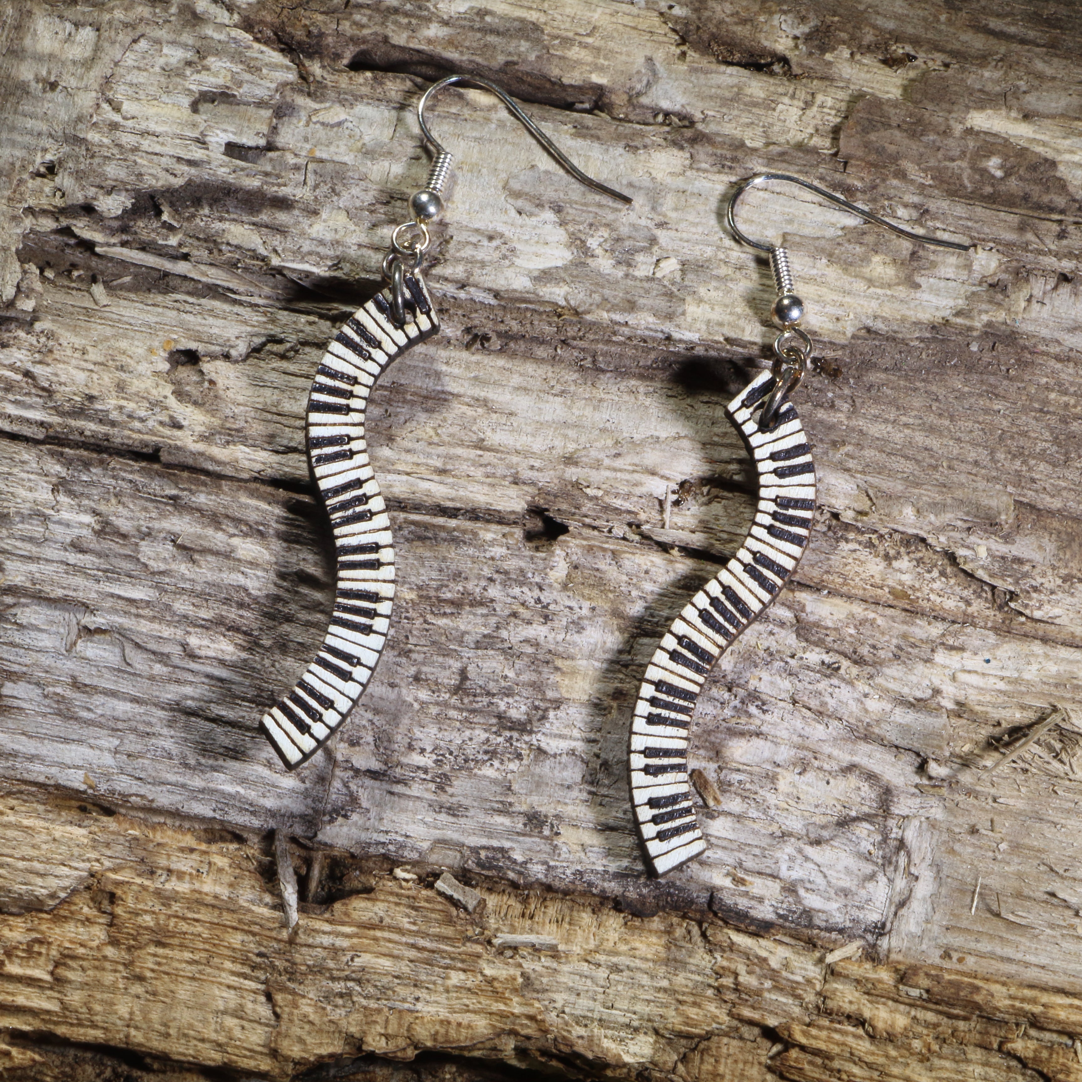 Piano Keyboard Wooden Earrings | Musician Instrument Jewelry