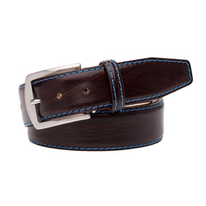 Hand Stained Brown Veg Tan Belt by Roger Ximenez handmade in Miami