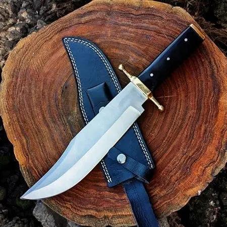 Handmade Bowie Knife – D2 Steel Blade & Buffalo Horn Handle Damascus Knife Store
