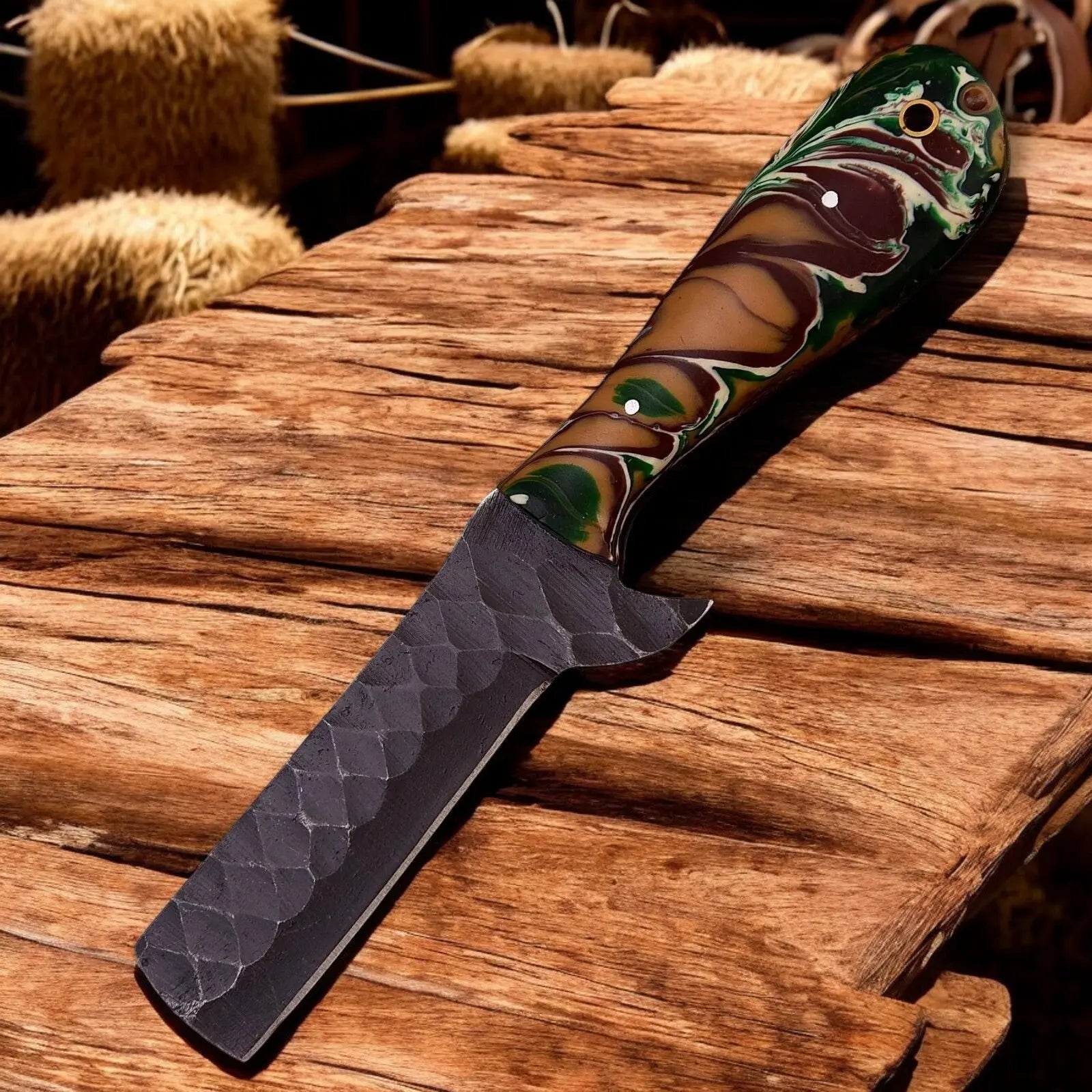 Handmade Bull Cutter Knife – 8" High Carbon Steel Blade Damascus Knife Store