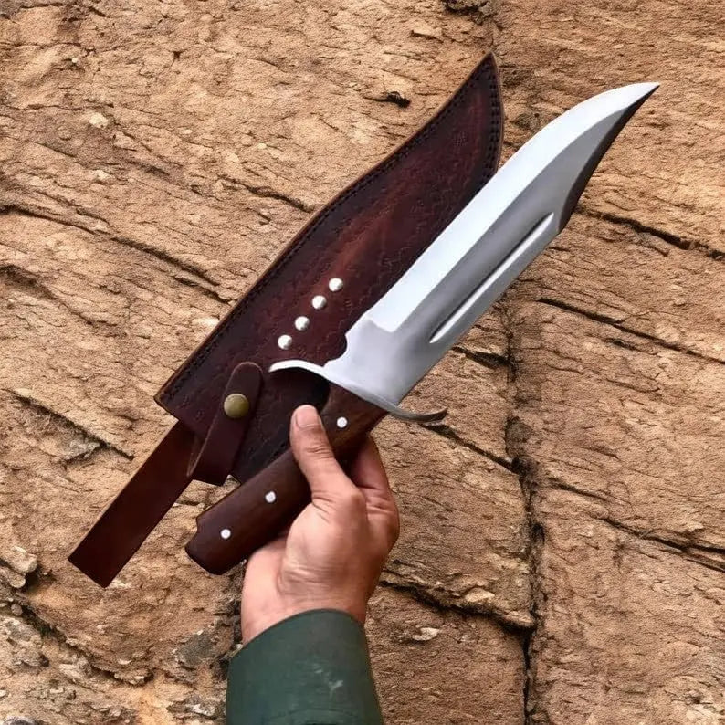 Handmade Carbon Steel Bowie Knife with Rosewood Handle Damascus Knife Store