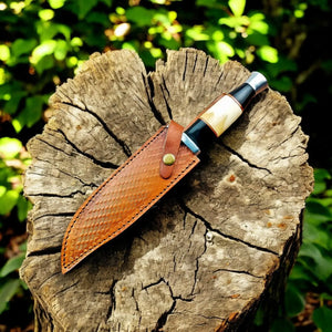 Handmade Damascus Bowie Knife – Bone & Buffalo Horn Handle Damascus Knife Store