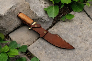 Handmade Damascus Bowie Knife with Olive Wood Handle Damascus Knife Store