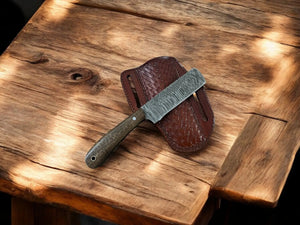 Handmade Damascus Bull Cutter Knife with Walnut Handle Damascus Knife Store