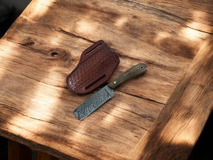 Handmade Damascus Bull Cutter Knife with Walnut Handle Damascus Knife Store