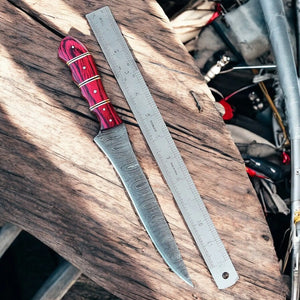 Handmade Damascus Fillet Knife – 12" with Exotic Wood Handle Damascus Knife Store