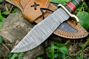 Handmade Damascus Hunting Knife – Antler & Wood Handle Damascus Knife Store
