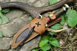Handmade Damascus Hunting Knife – Antler & Wood Handle Damascus Knife Store