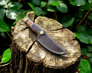 Handmade Damascus Hunting Knife – Exotic Wood Handle Damascus Knife Store