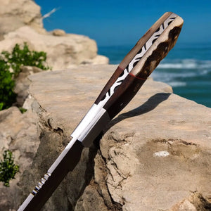 Handmade Damascus Hunting Knife | Sheep Horn & Rosewood Damascus Knife Store