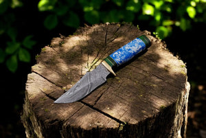 Handmade Damascus Hunting Knife with Epoxy Resin Handle Damascus Knife Store