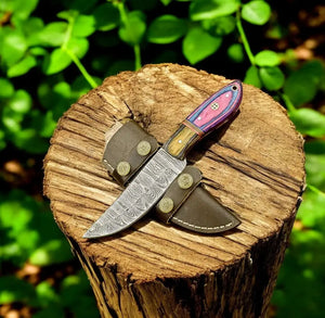 Handmade Damascus Hunting Knife with Exotic Wood Handle Damascus Knife Store