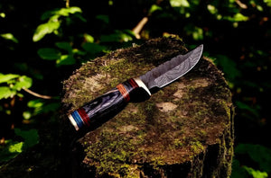 Handmade Damascus Hunting Knife with Exotic Wood Handle Damascus Knife Store