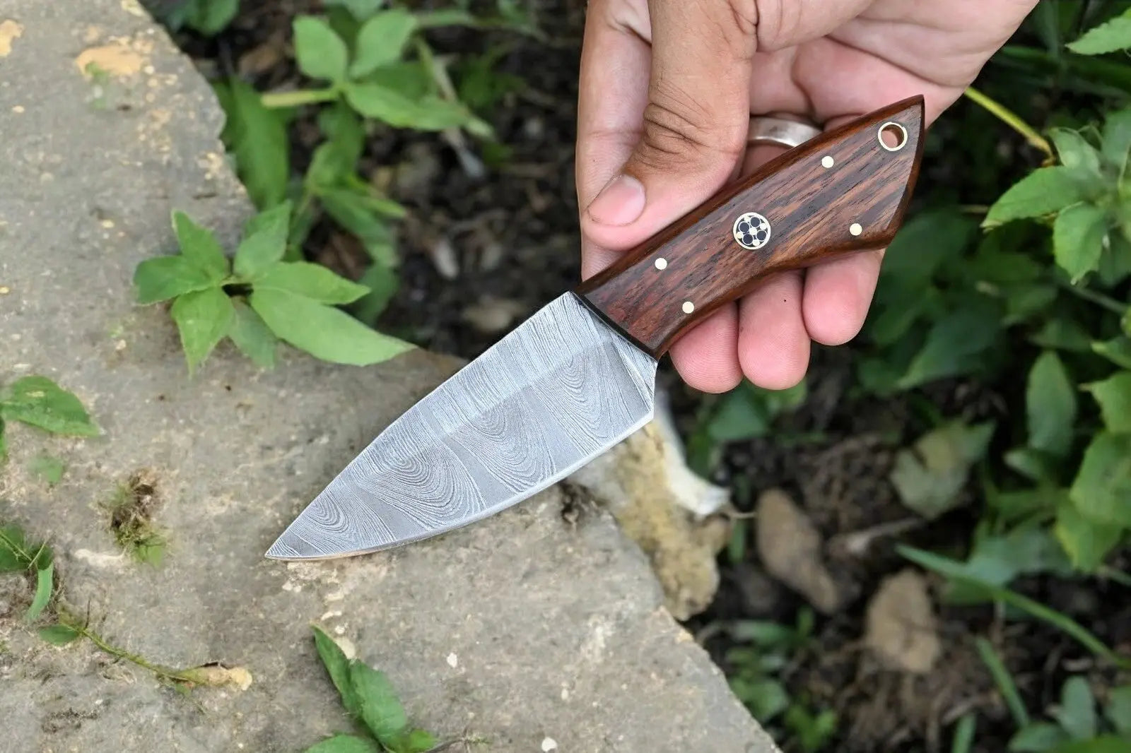 Handmade Damascus Hunting Knife with Rosewood Handle Damascus Knife Store
