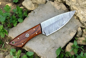 Handmade Damascus Hunting Knife with Rosewood Handle Damascus Knife Store