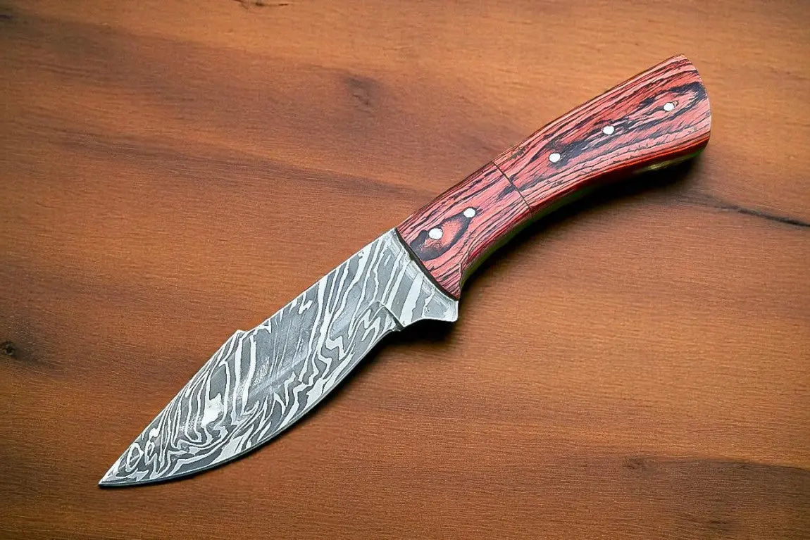 Handmade Damascus Hunting Knife with Wood Handle Damascus Knife Store