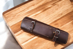 Handmade Damascus Kitchen Knives Set with Leather Roll Damascus Knife Store