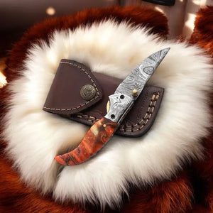 Handmade Damascus Pocket Knife – Epoxy Resin Handle Damascus Knife Store