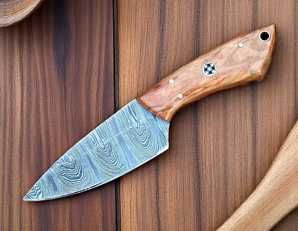 Handmade Damascus Skinning Hunting Knife with Sheath Damascus Knife Store