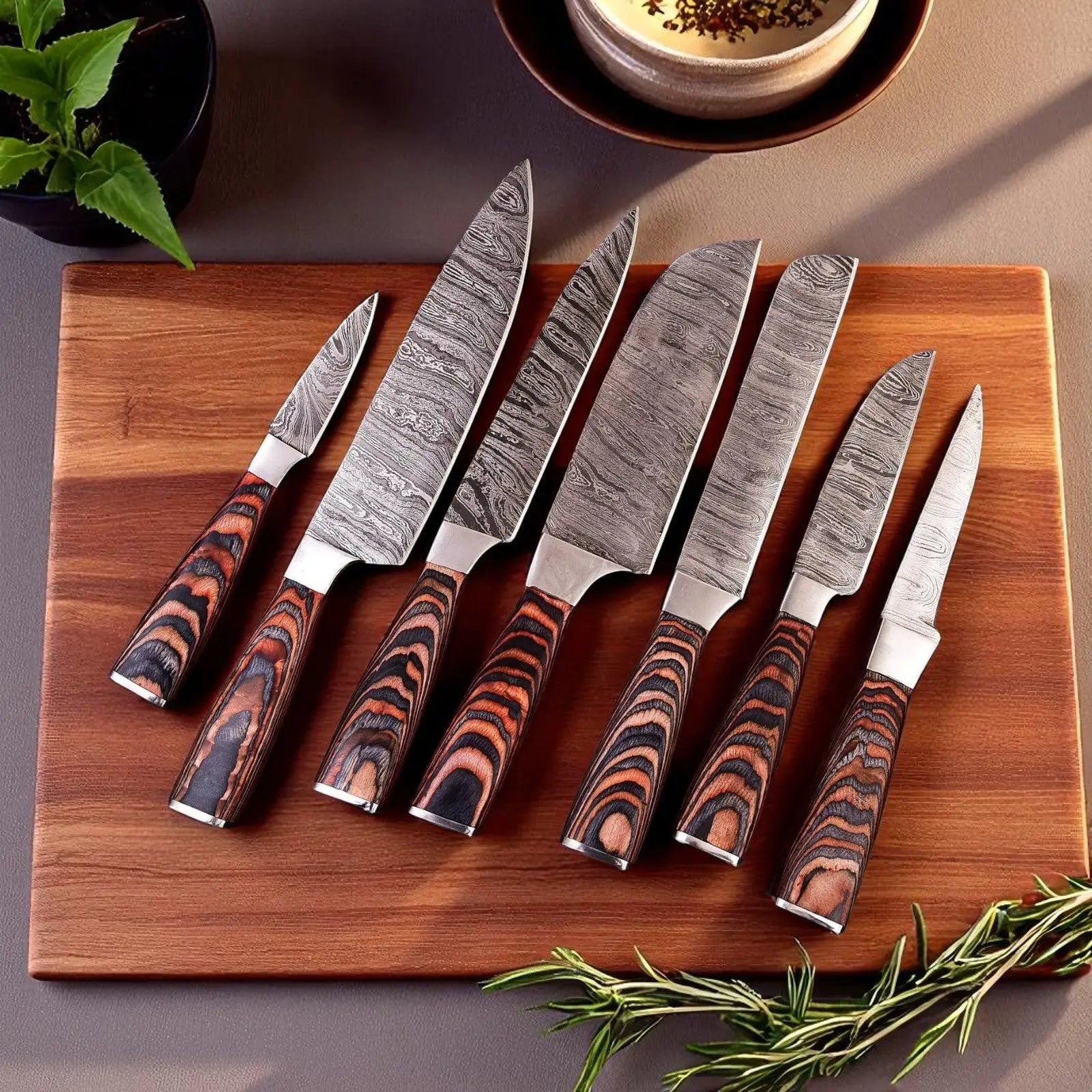 Handmade Damascus Steel Kitchen Knives Set - Pakka Wood Damascus Knife Store